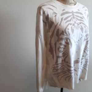 Time & Tru XL (16-18) Cream Tiger Sweater